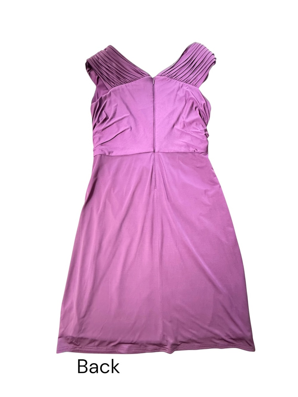 Tadashi Shoji Sleeveless Sheath Dress Women XL Purple Pleated Ruched Twist - Picture 11 of 13